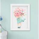 Ver imagem 2 de Quadro Infantil Quarto Bebê Menina Jardim Flores Aquarela Kit 4 Peças