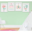 Ver imagem 1 de Quadro Infantil Quarto Bebê Menina Jardim Flores Aquarela Kit 4 Peças
