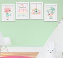 Ver imagem 1 de Quadro Infantil Quarto Bebê Menina Jardim Flores Aquarela Kit 4 Peças
