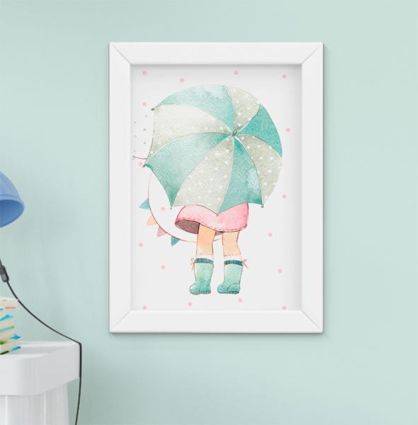 Quadro Infantil Quarto Bebê Menina Jardim Flores Aquarela Kit 4 Peças - 5