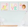 Quadro Decorativo Infantil Bebê Menina Passarinho Kit 3 Peças - 1