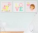 Ver imagem 1 de Quadro Decorativo Infantil Bebê Menina Passarinho Kit 3 Peças
