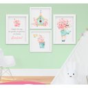 Ver imagem 1 de Quadro Infantil Bebê Menina Aquarela Flores Jardim Santo Anjo Kit 4 Peças
