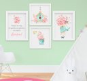 Ver imagem 1 de Quadro Infantil Bebê Menina Aquarela Flores Jardim Santo Anjo Kit 4 Peças