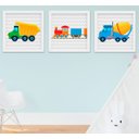 Ver imagem 1 de Quadro Bebê Infantil Menino Caminhão Trem Kit 3 Peças