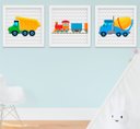 Ver imagem 1 de Quadro Bebê Infantil Menino Caminhão Trem Kit 3 Peças