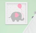Ver imagem 4 de Quadro Infantil Quarto Bebê Menina Estrela Nuvem Elefante Kit 4 Peças