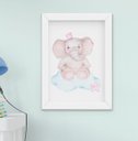 Ver imagem 3 de Quadro Bebê Infantil Menina Elefante Nuvem Balão Aquarela Kit 3 Peças