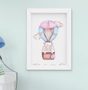 Ver imagem 2 de Quadro Bebê Infantil Menina Elefante Nuvem Balão Aquarela Kit 3 Peças