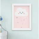 Ver imagem 2 de Quadro Infantil Quarto Bebê Menina Gatinha Cachorro Nuvem Kit 6 Peças