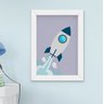 Quadro Infantil Bebê Menino Espaço Astronauta Foguete Kit 4 Peças - 5