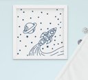 Ver imagem 3 de Quadro Infantil Bebê Menino Espaço Astronauta Foguete Kit 4 Peças