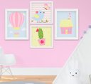Ver imagem 1 de Quadro Infantil Bebê Menina Passarinho Casinha Balão Kit 4 Peças