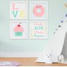 Quadro Infantil Quarto Bebê Menina Cupcake Donuts 4 peças - 1