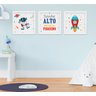 Quadro Infantil Bebê Menino Astronauta Foguete Sonhe Alto Kit 3 Peças - 1