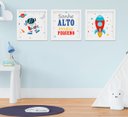 Ver imagem 1 de Quadro Infantil Bebê Menino Astronauta Foguete Sonhe Alto Kit 3 Peças