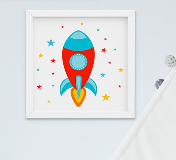 Quadro Infantil Bebê Menino Astronauta Foguete Sonhe Alto Kit 3 Peças - 4