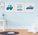 Ver imagem 1 de Kit Quadro Infantil Bebê Menino Carrinhos 3 Peças
