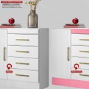 Ver imagem 4 de Cômoda Montevidéu 1 Porta 4 Gavetas 91 Cm - Comoda para Quarto - Demobile:branco ou Branco/rosa