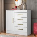 Ver imagem 2 de Cômoda Montevidéu 1 Porta 4 Gavetas 91 Cm - Comoda para Quarto - Demobile:branco ou Branco/rosa