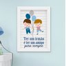 Quadro Infantil Menino Irmãos Nuvem Santo Anjo - 2