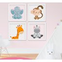 Ver imagem 1 de Quadro Bebê Infantil Menina Safari Kit 4 Peças