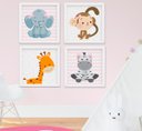 Ver imagem 1 de Quadro Bebê Infantil Menina Safari Kit 4 Peças