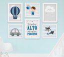 Ver imagem 1 de Quadro Infantil Bebê Menino Balão Nuvem Carrinho Kit 6 Peças