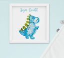 Ver imagem 3 de Quadro Infantil Bebê Menina Menino Aquarela Dinossauro Kit 3 Peças