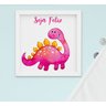 Quadro Infantil Bebê Menina Menino Aquarela Dinossauro Kit 3 Peças - 4