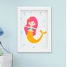 Quadro Infantil Bebê Menina Sereia Fundo do Mar Kit 4 Peças - 4