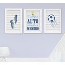 Ver imagem 1 de Quadro Infantil Menino Futebol Bola Sonhe Alto 3 Peças