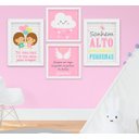 Ver imagem 1 de Quadro Infantil Bebê Menina Irmãs Nuvem Santo Anjo Kit 4 Peças