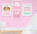Ver imagem 1 de Quadro Infantil Bebê Menina Irmãs Nuvem Santo Anjo Kit 4 Peças