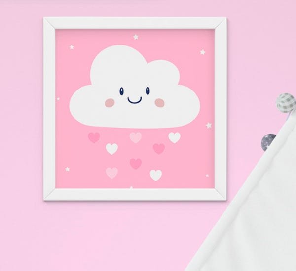 Quadro Infantil Bebê Menina Irmãs Nuvem Santo Anjo Kit 4 Peças - 2