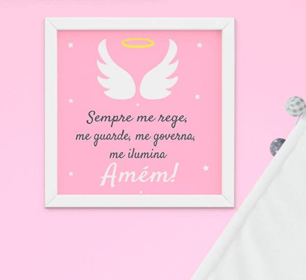 Quadro Infantil Bebê Menina Irmãs Nuvem Santo Anjo Kit 4 Peças - 3