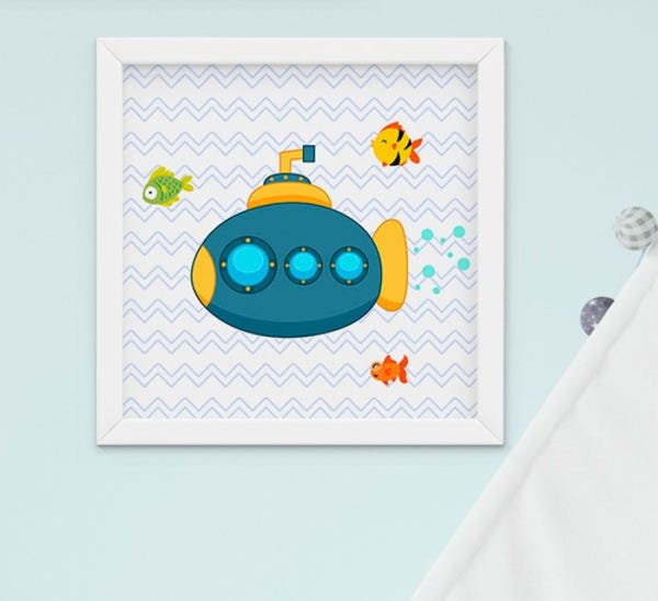 Quadro Bebê Infantil Menino Fundo do Mar Kit 4 Peças - 3