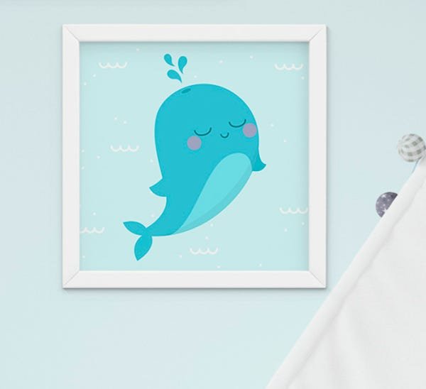 Quadro Bebê Infantil Menino Fundo do Mar Kit 4 Peças - 4