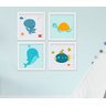 Quadro Bebê Infantil Menino Fundo do Mar Kit 4 Peças - 1