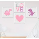 Ver imagem 1 de Quadrinho Infantil Bebê Menina Dinossauro Kit 4 Peças