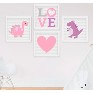 Quadrinho Infantil Bebê Menina Dinossauro Kit 4 Peças