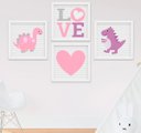Ver imagem 1 de Quadrinho Infantil Bebê Menina Dinossauro Kit 4 Peças