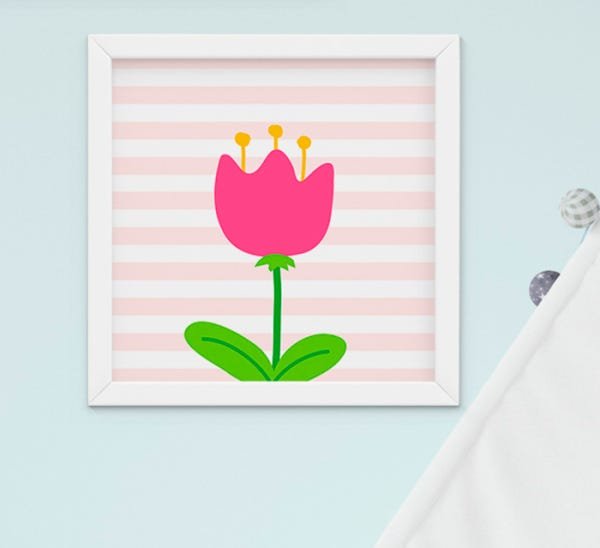 Quadro Infantil Quarto Bebê Menina Passarinho Jardim Flores Kit 4 Peças - 5