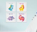 Ver imagem 1 de Quadro Infantil Bebê Menino Dinossauro Aquarela Kit 4 Peças
