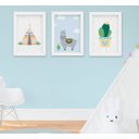 Ver imagem 1 de Quadro Infantil Bebê Menino Lhama e Cabana Kit 3 Peças