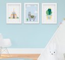 Ver imagem 1 de Quadro Infantil Bebê Menino Lhama e Cabana Kit 3 Peças