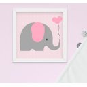 Ver imagem 5 de Quadro Infantil Bebê Menina Elefante Nuvem Balão Kit 4 Peças