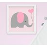 Quadro Infantil Bebê Menina Elefante Nuvem Balão Kit 4 Peças - 5