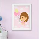 Ver imagem 2 de Quadro Infantil Bebê Menina Elefante Nuvem Balão Kit 4 Peças