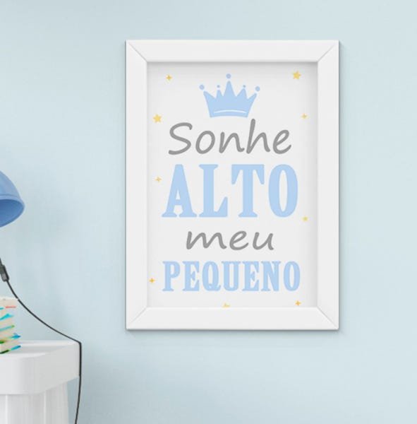 Quadro Infantil Bebê Menino Santo Anjo Sonhe Alto Kit 4 Peças - 4